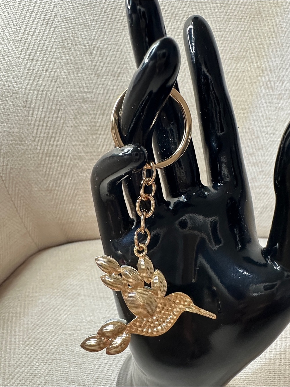 Iridescent Hummingbird Keychain - Gold & Multi-Color - Picture 6 of 6